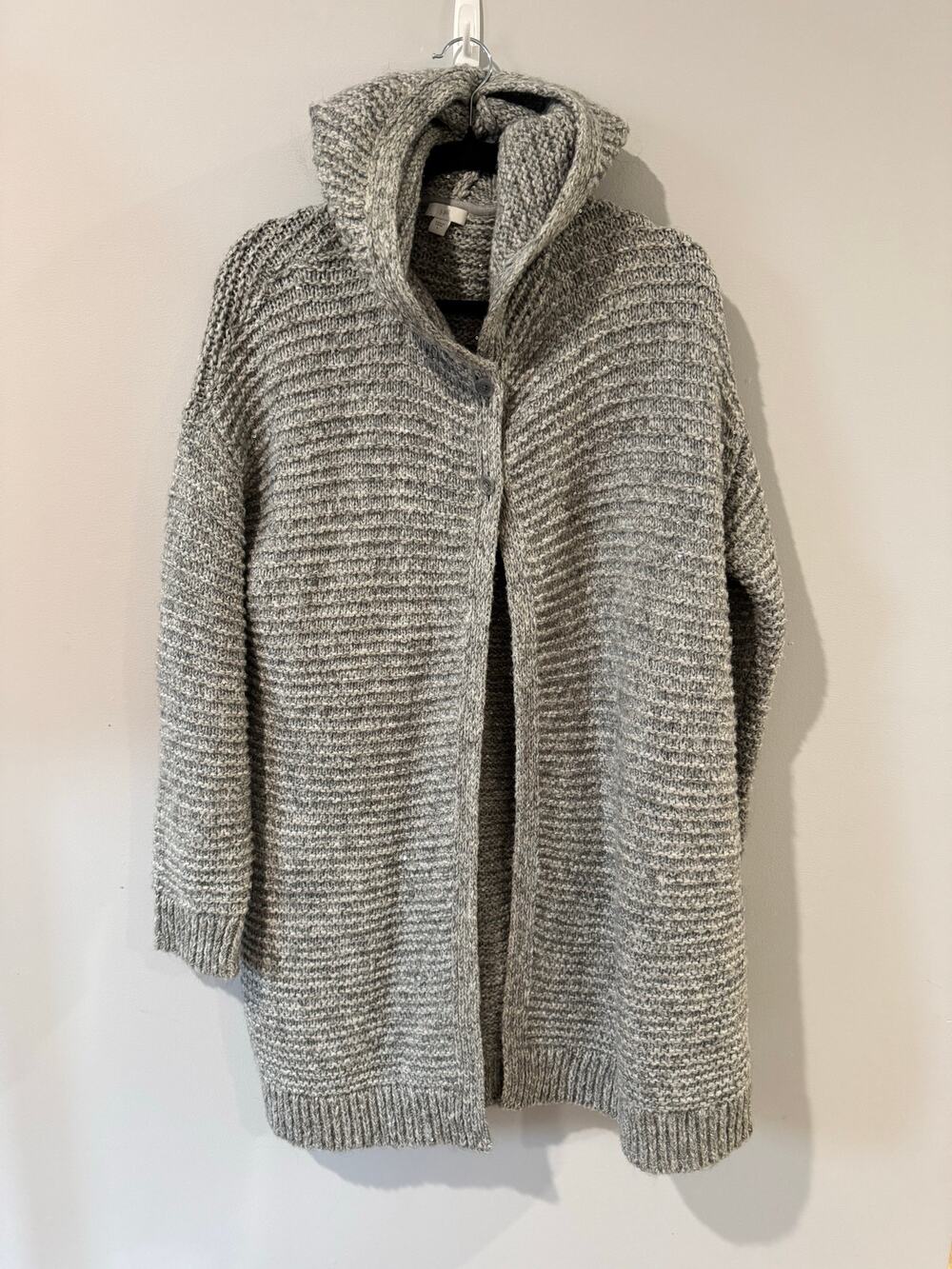 J. Jill Long Hooded Sequined Cardigan Zinc Multi Gray Size L – Cozy Sparkle Knit
